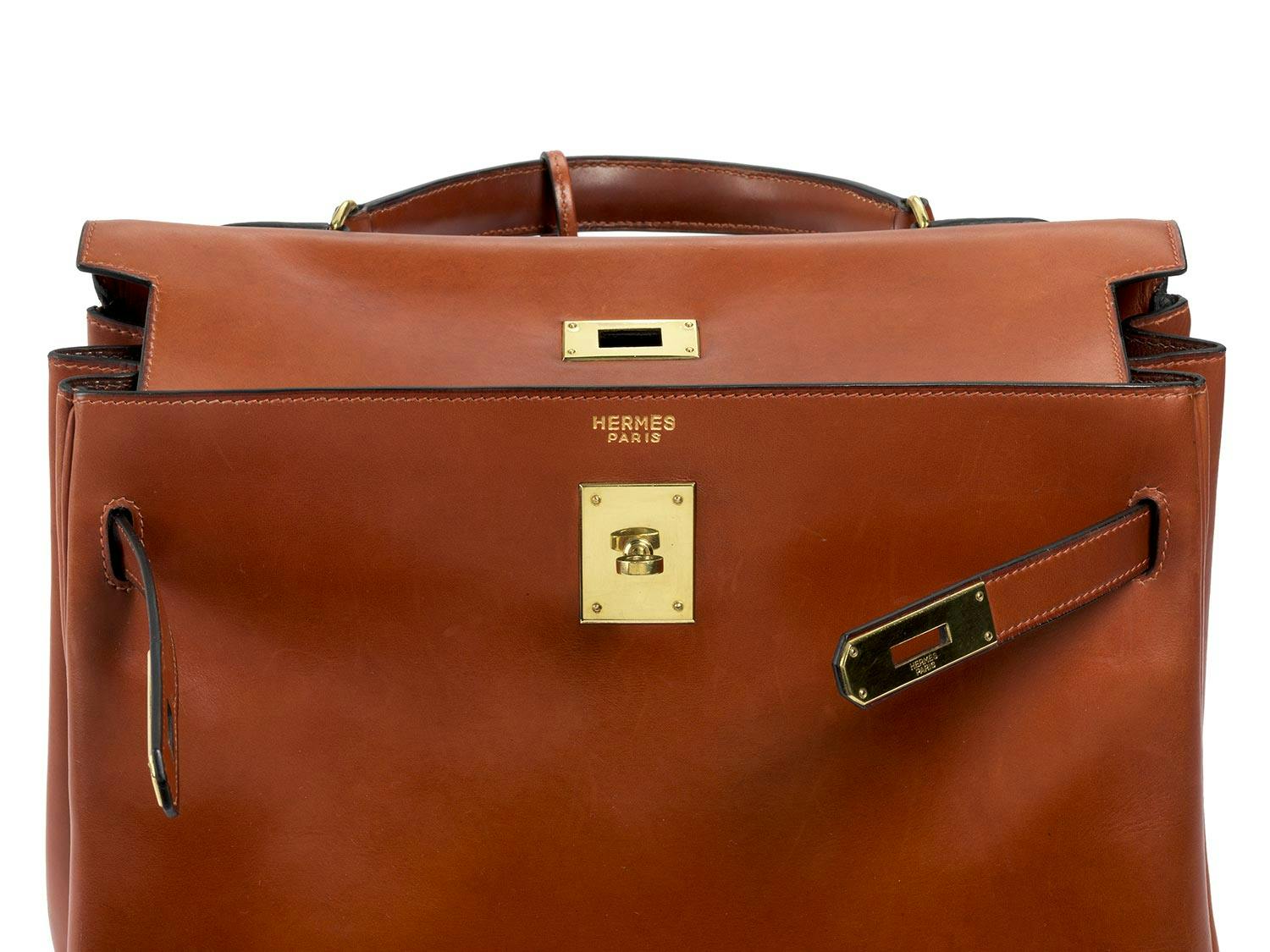 Detailabbildung: Hermès Kelly Bag 32 Barenia „Cognac“