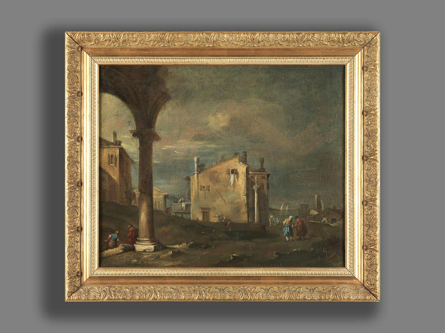 Detailabbildung: Francesco Guardi und Werkstatt, 1712 Venedig – 1793 ebenda, zug.